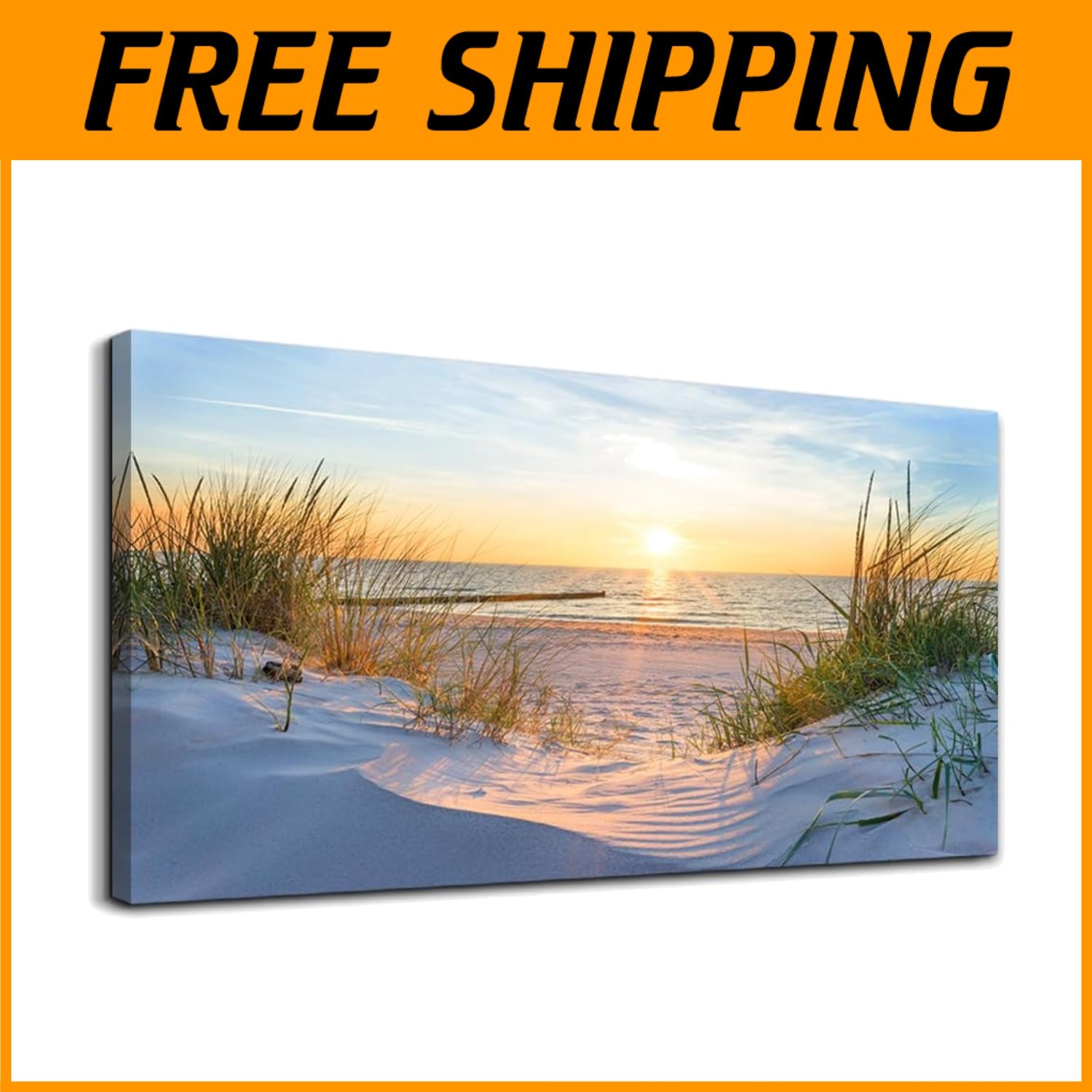 Arte en lienzo Blue Sun Beach hierba para sala de estar