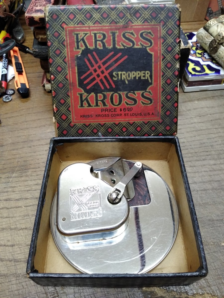 Vtg Antique 1927 Kriss Kross Stropper Rotary Razor Blade Sharpener