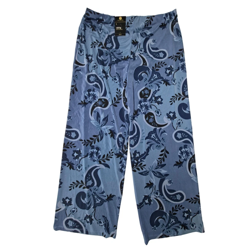 JM Collection Pants Womens Large Blue Floral Paisley Wide Leg Boho Trouser NWT - Image 3 of 4