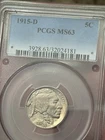 1915 D Buffalo Nickel PCGS MS63 MS 63 Full Strike Split Tail Shoulder Indian 5c
