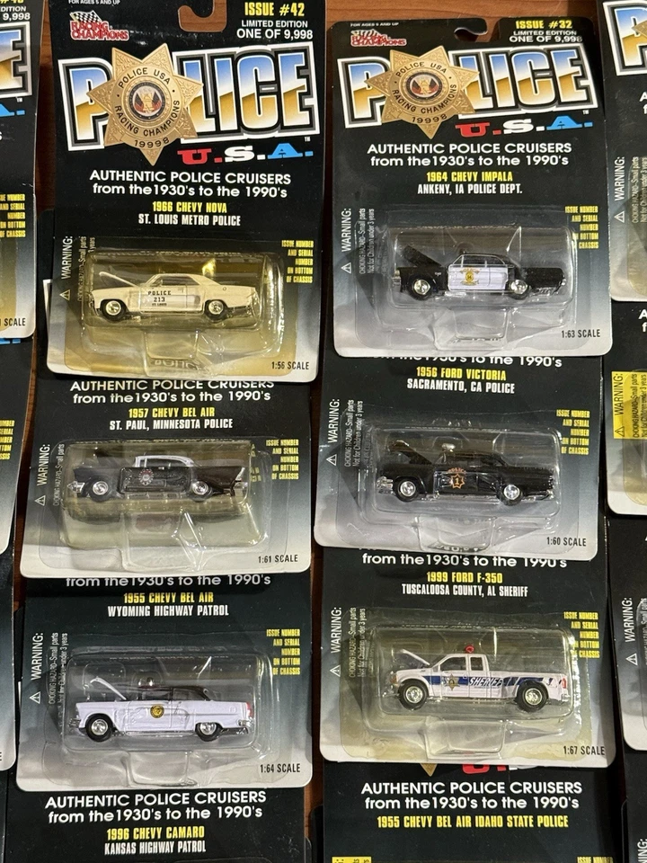 COLECCIÓN SURTIDA DE 86 Policías EE. UU. CARROS DIECAST RACING CHAMPIONS 1/64 Foto 4 de 4