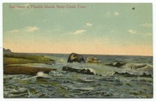 Stoney Creek Branford CT Thimble Islands Surf Scene Postcard Connecticut