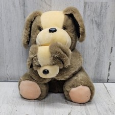 Vintage Plush Puppy Dog Mom Baby Two Tone Stuffed Animal