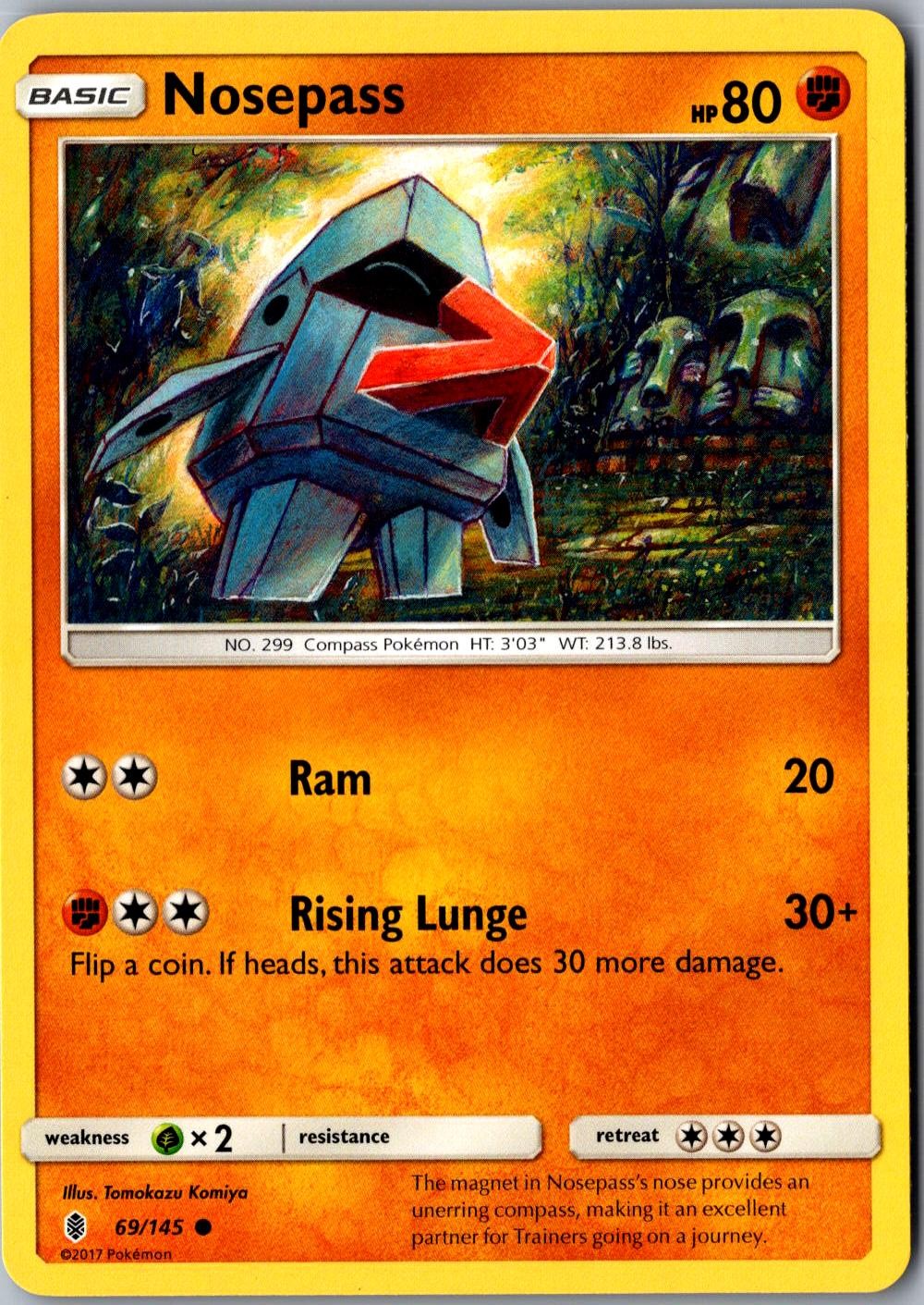 Nosepass 69/145 Common SM Guardians Rising LP Pokemon Card
