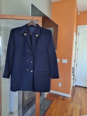 Pietrafesa for Studio 121 Navy 100% Camel Hair Double Breast Blazer Size 14 Reg