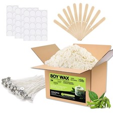 Soy Wax for Candle Making, 5LB Organic Flakes Natural Making Supplies,50 Cotton