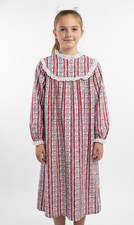 VTG Lanz of Salzburg Nightgown Girl's Medium 7/8 Flannel Floral Hearts Ruffles