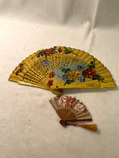 Set of Two Vintage Wooden Folding Hand Fans, Japan/Philipeans, Pre Owned