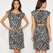 Michael Kors Zebra Print Dress NWT Women’s 4 Black White Cut-Out Sheath NEW