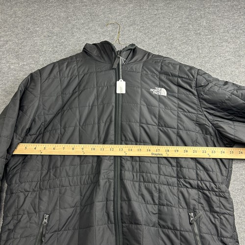 North Face Jacket Women's 2XL Black Quilted Hooded Circular Design Full Zip Coat - Picture 3 of 6