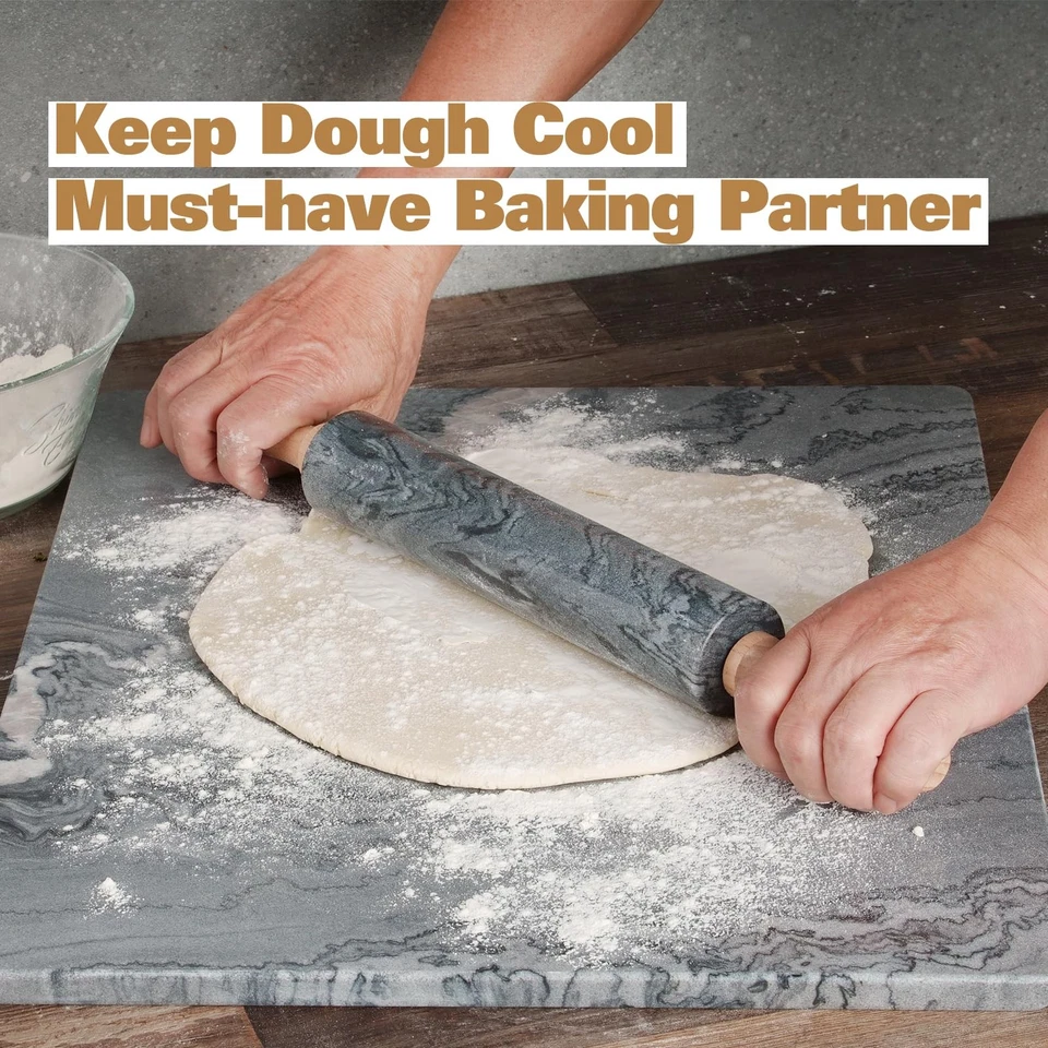 African Natural Marble Rolling Pin, Non-Stick Polished Dough Roller, Pasta, D... - Image 4 of 4