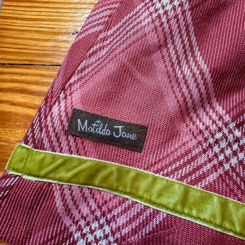 Matilda Jane NEW pink red plaid flannel overall skirt kids size 10 fall retro - Picture 5 of 11