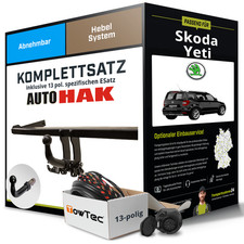 Für SKODA Yeti Typ 5L Anhängerkupplung abnehmbar +eSatz 13pol 2009-2013 AHK