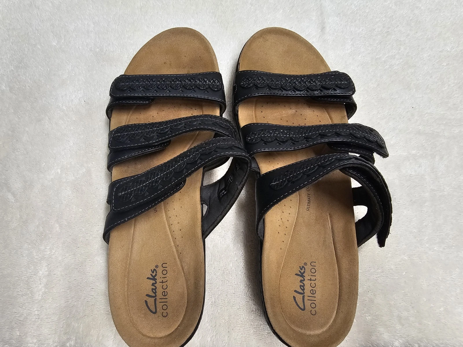 Sandali donna Clarks Collection neri slip on cinturini regolabili taglia 10