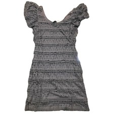 Divided Gray Lace Lined Tiered Dress Womens 10 Short Sleeve Romantic Top Mini