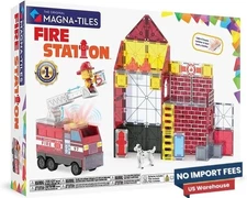 Magna-Tiles Fire Station 50-Piece Magnetic Construction Set for Kids
