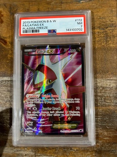 POKEMON 2013 Black White Plasma Freeze Full Art LATIAS EX #112 PSA 7 RARE