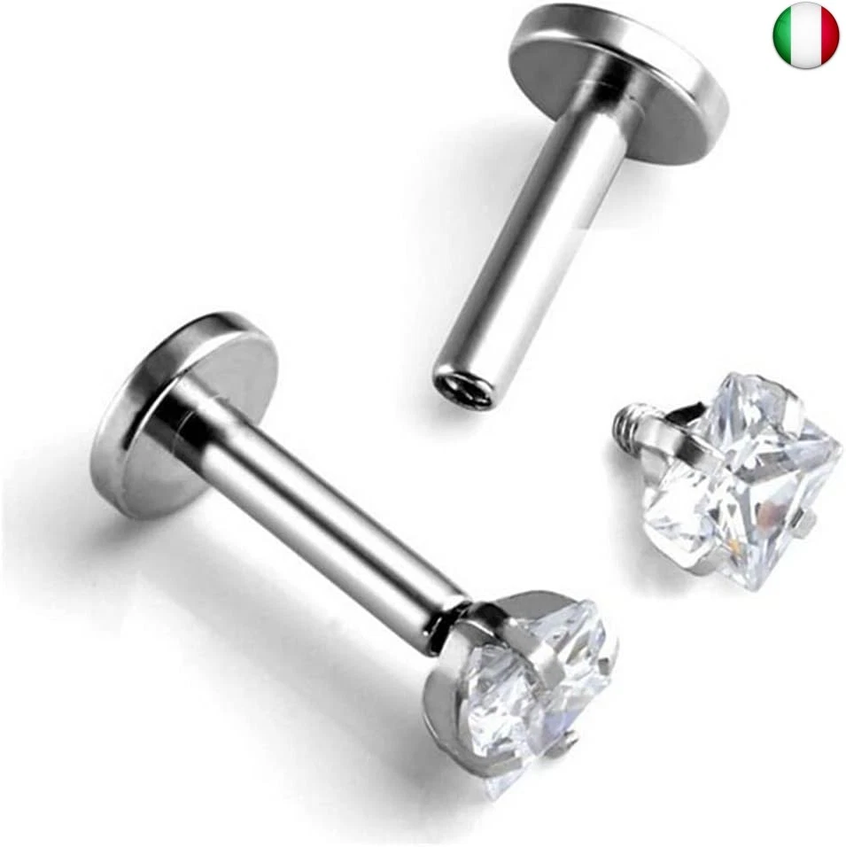 LIUJZZJ 4 Pezzi Piercing Labbro Acciaio Chirurgico Bottone Trago Helix - Immagine 4 di 4