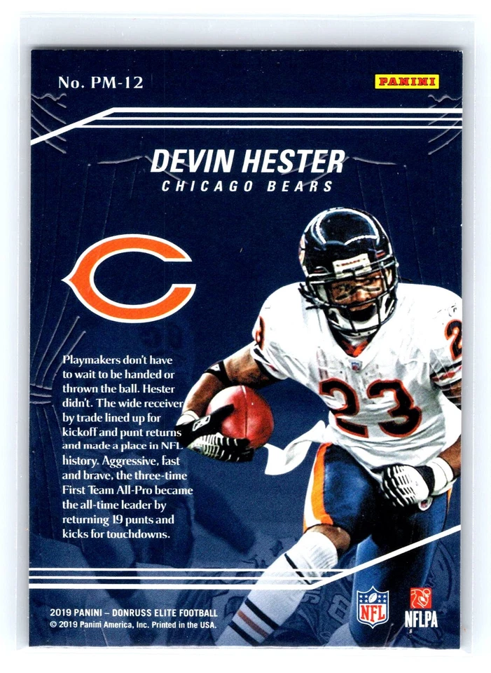 2019 Panini Donruss Elite Playmakers #PM-12 Devin Hester Chicago Bears - Image 2 of 2