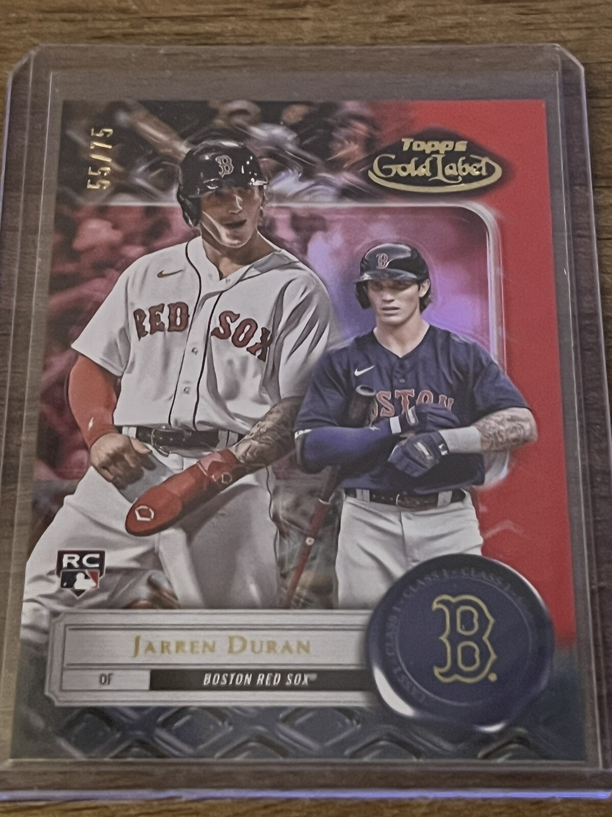 2022 Topps Gold Label Red Class 1 #15 Jarren Duran RC (Red Sox)/75