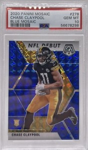 2020 Panini BLUE Mosaic Prizm Chase Claypool Rookie NFL DEBUT #06/99 PSA 10 GEM