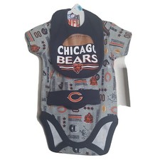 NFL Chicago Bears Bodysuit Romper Bib Cap Set 3 Piece 0-3 Month Gray Multi Color