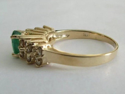 14K Gold Diamant & Smaragd Ring Diamant = 0,60 Karat H-VS2 TCW = 1,35 Wert = 3.900 € - Bild 7 von 12