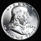 GEM BU UNCIRCULATED UNC MS 1954 SILVER FRANKLIN HALF DOLLAR BRILLIANT LUSTER