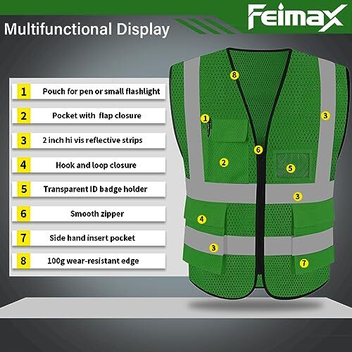 High Visibility Safety Vest Mesh Reflective Work Vests for Medium Dark ...