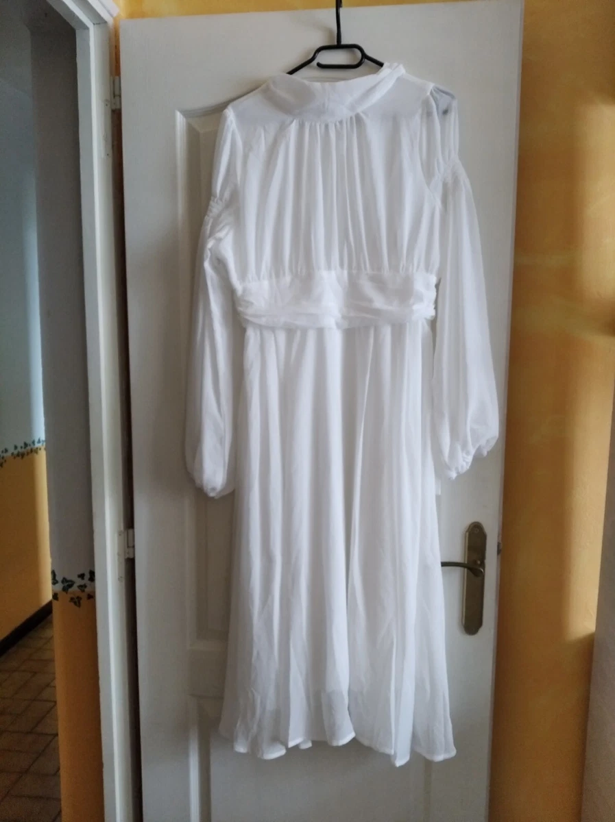 Robe longue blanche doubl e manches longues. Taille 44. eBay