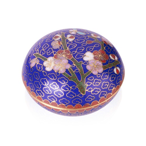 Vintage Cloisonné Enamel Bronze Round Navel Floral Trinket Box - Picture 5 of 5