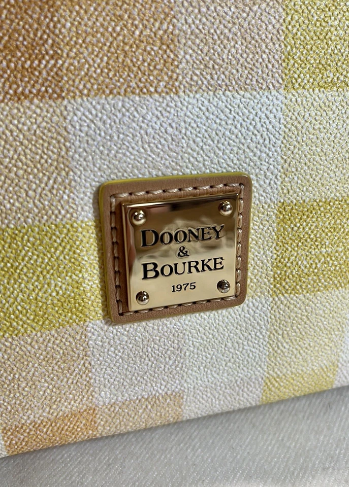 Bolso Bandolera Nuevo con Etiquetas Dooney & Bourke Quadretto Guinga Cremallera Cremallera Amarillo Naranja Foto 3 de 4