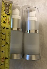 BRAND NEW AIRLESS PUMP SILVER FROSTED BOTTLES 0.5OZ 15ML  LOT OF 2 JARS