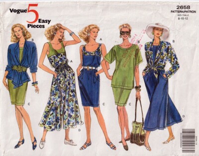 Vogue Five Easy Pieces 2658  1991 Misses Wardrobe; Size 8-10-12, FF