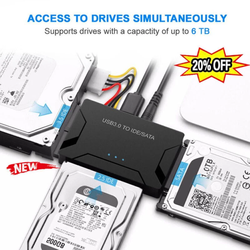 Zilkee Ultra Recovery Converter USB3.0 to SATA/IDE Hard-Drive Cable Disk Adapter - Bild 4 von 4