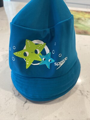 Speedo Sun/Swim Hat Cap Chin Strap UV50+ Block the Burn Boys Or Girl Sz S/M EUC