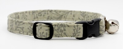 NEW HANDMADE BREAKAWAY SAFETY CAT COLLAR ~ Gray Branches ~ Cotton