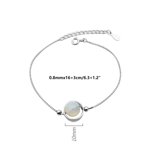 Round Moonstone Opal Ball 925 Sterling Silver Bracelet 7.5" Box Chain Gift PE35 - Picture 6 of 8