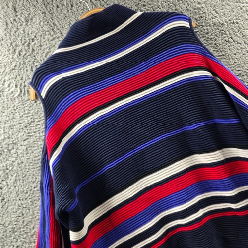 French Connection Womens Jumper Size M Navy Blue Red White Stripe Rib Knit - Picture 2 of 13