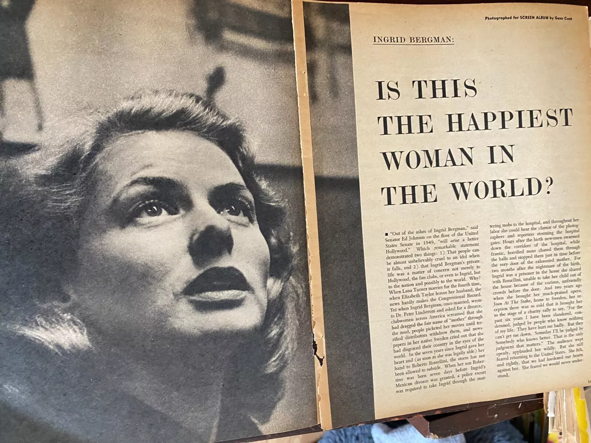 Ingrid Bergman, Four Page Vintage Clipping, a