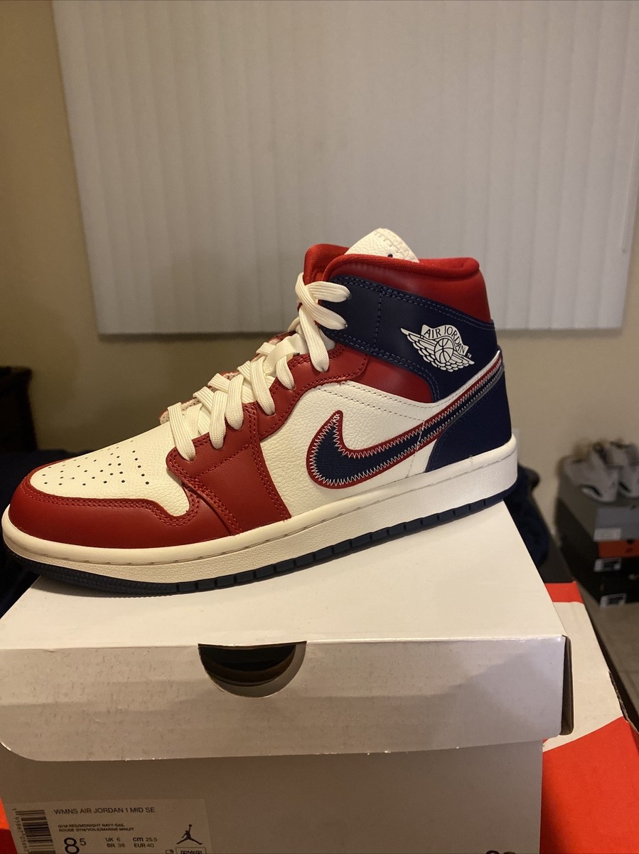 ★大人気★(W) Jordan 1 Mid SE Gym Red Midnight Navy Jordan 1 Mid Gym Red/Midnight Navy-sail Rouge Gym/voile