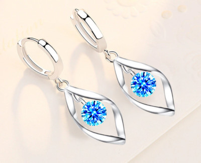 Zirkonia Ohrringe Creolen für Frauen 925 Silber Ohrhänger glänzender Ohrschmuck