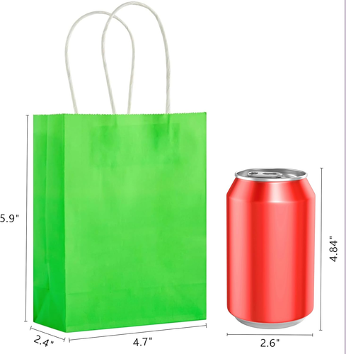 25 Pieces 6" Mini Goodie Bags Small Green Gift Bags with Handle for Party Favor - Picture 2 of 5
