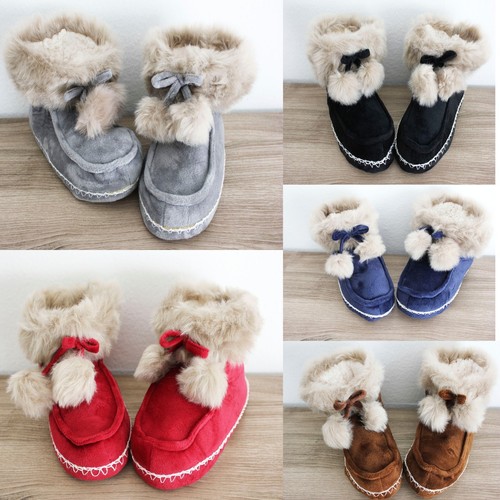 Botas De Casa Zapatos Botines Mujer Pantuflas Felpa Pelo Borreguillo Suelo  Goma | eBay