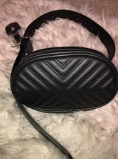 Women Black Leather Fanny Pack