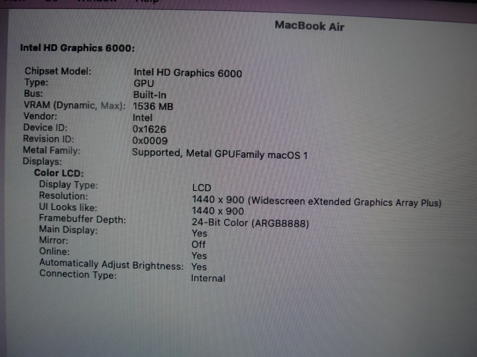 Apple Macbook Air A1466 (2017)13”HD Intel Core i5-5350U 1.8GHz 8GB 128GB SSD - Image 4 of 4