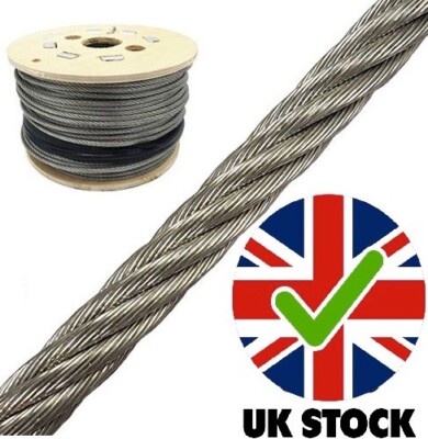 3mm 12mm 7x19 Flexible Galvanised Steel Wire Rope x 100 Meters UK STOCK  UK