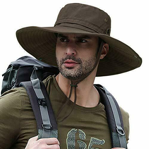 Herren breite Krempe Boonie Hut Schirm Outdoor Wandern Angeln Sonnenschutz UPF50+ - Bild 10 von 17