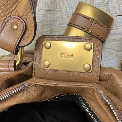 Chloe Paddington Leather Handbag Tote Bag Brown Gold Used Made in Italy - Picture 10 of 11