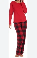 Climate Right by Cuddl Duds 2Pc Base Layer Top & Leggings Set Red Women's Large